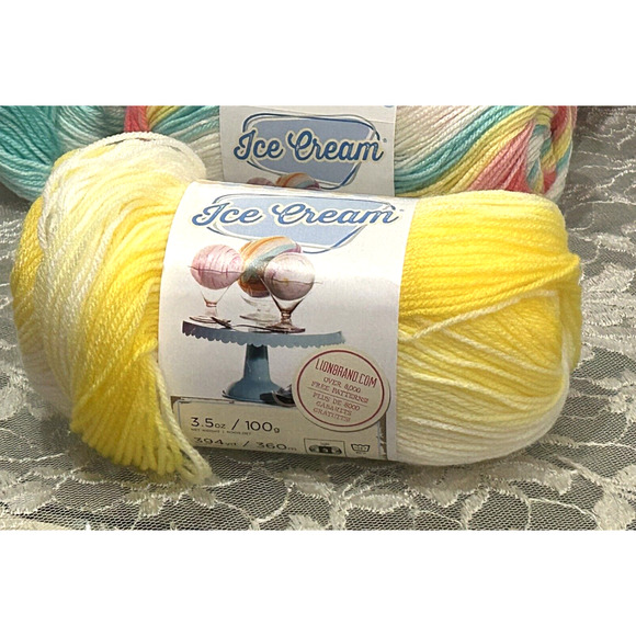 NEW Lion Brand Ice Cream Lemon Meringue Yellow Acrylic Yarn 100 g 923 211W 0523 - Picture 1 of 4